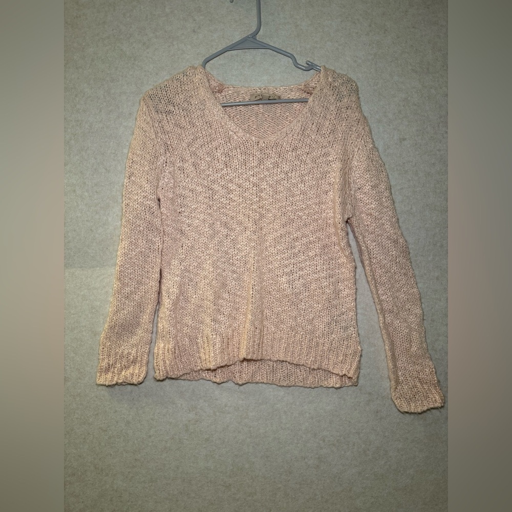 Philosophy Light Pink Knit V Neck Sweater, Women Size S